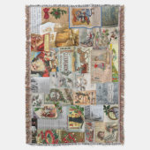 Antiek Victoriaans Kerst Ephemera Collage Art Deken (Voorkant Verticaal)