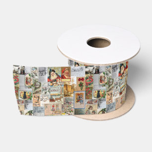 Antiek Victoriaans Kerst Ephemera Collage Art Lint