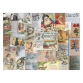 Antiek Victoriaans Kerst Ephemera Collage Art Tafelkleed (Voorkant (Horizontaal))