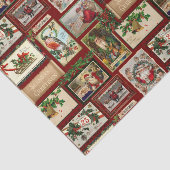 Antiek Victoriaans Kerst Kaart Collage Tissuepapier (Detail)