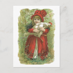 Antiek Victoriaans kiprooster Hen Eiproducent Briefkaart