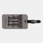 Antiek Victoriaans monogram letter J Bagagelabel (Achterkant horizontaal)