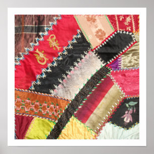 Antiek, Victoriaans-tijdperk Crazy Quilt Square Poster
