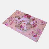 Antiek Victoriaans Toile Rococo Style Bloemen Roze Deurmat (Schuin)