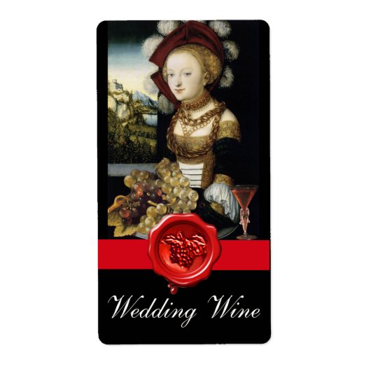 ANTIEK VINEYARD GRAPES RED WAX SEAL WEDINE ETIKET (Voorkant)
