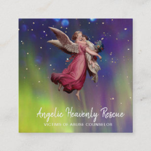 *~* Antiek Vintage Angel die misbruikte kinderen r Vierkante Visitekaartje