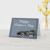 Antiek Vintage Car Happy Vaderdag Kaart (Gele Bloem)
