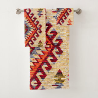 Antiek Vintage Oriëntaals Rood Beige Kilim Turks Bad Handdoek