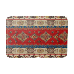 Antiek Vintage Rood Blauw Kilim Turks Badmat