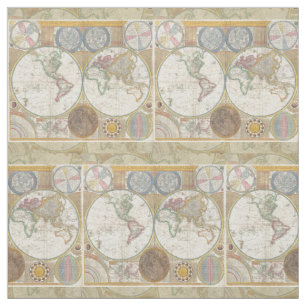 Antiek Vintage van de Wereld reiskaart Stof