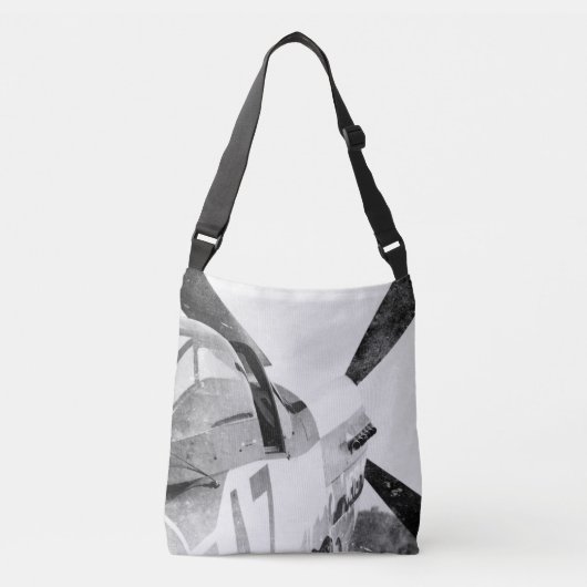 Antiek Vliegtuig B&W Crossbody Tas (Voorkant)