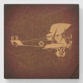 Antiek vliegtuig met vliegtuigconstructie Stenen Onderzetter (Voorkant)