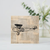  Antiek vliegtuig op krantentekst Kaart (Staand voorkant)