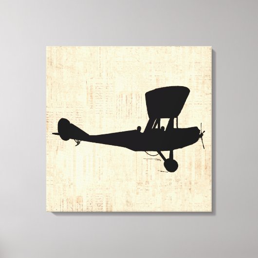 Antiek vliegtuig Silhouette Art Canvas Afdruk (Voorkant)