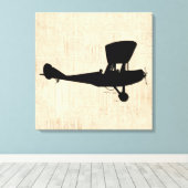 Antiek vliegtuig Silhouette Art Canvas Afdruk (Insitu (Houten vloer))