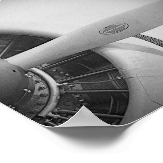 Antiek vliegtuigpropeller zwart-wit poster (Hoek)
