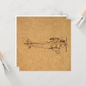 Antiek vliegtuigretro Classic Aviation Map Style Kaart (Voorkant / Achterkant in situ)