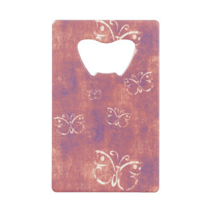 Antiek vlinders op Paars en roze Kredietkaart Flessenopener