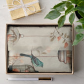 Antiek Vogelkooien en Vogeldecoupage Tissuepapier (Geschenk)
