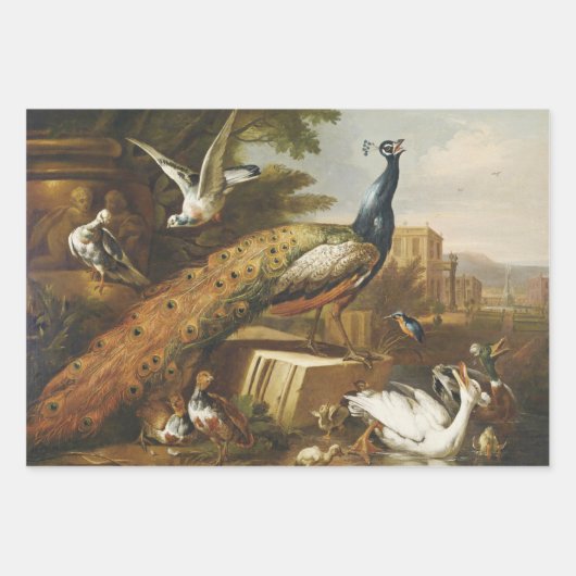 Antiek  Vogels Decoupage Heavy WT 3-Set Inpakpapier Vel (Voorkant 3)