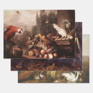 Antiek  Vogels Decoupage Heavy WT 3-Set Inpakpapier Vel