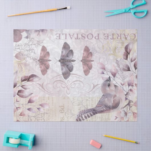 Antiek vogelvlinder ephemera ontkoppeling tissuepapier (Craft)