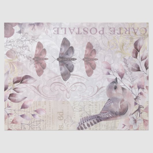 Antiek vogelvlinder ephemera ontkoppeling tissuepapier (Voorkant)