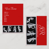 ANTIEK VROUWEN MODE MONOGRAM Rood Zwart wit Visitekaartje (Voorkant / Achterkant)