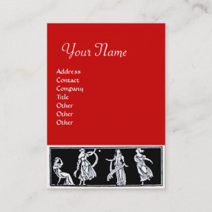 ANTIEK VROUWEN MODE MONOGRAM Rood Zwart wit Visitekaartje