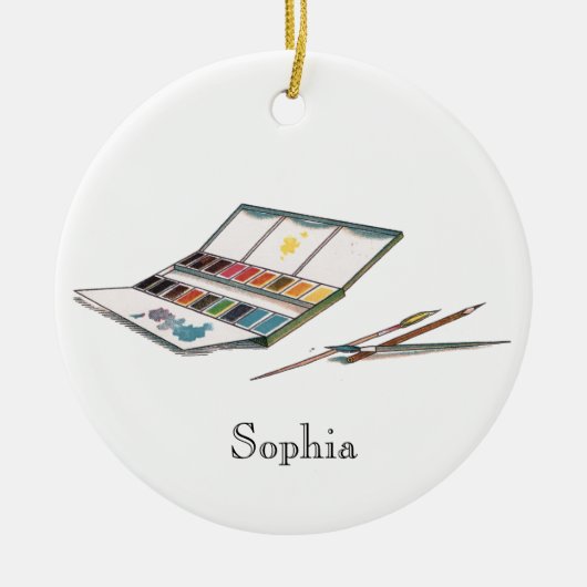 Antiek Waterverven Tekenset Keramisch Ornament (Voorkant)