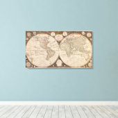 Antiek Wereldkaart, 1799 (Thomas Kitchen) Canvas Afdruk (Insitu (Houten vloer))