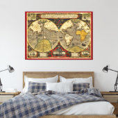 Antiek Wereldkaart #2 Canvas Afdruk (Insitu (Slaapkamer))