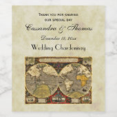 Antiek Wereldkaart #2, Onderdruk BG #3 Wijnlabels Wijn Etiket (Enkel label)