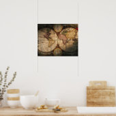 ANTIEK WERELDKAART 2 POSTER (Keuken)