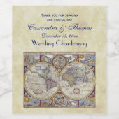 Antiek Wereldkaart #3, Onderdruk BG #3 Wijn Etiket (Enkel label)