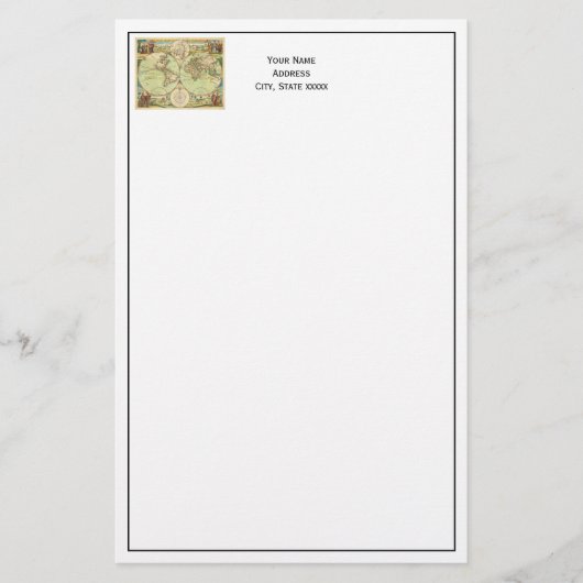 Antiek Wereldkaart #4 Briefpapier (Voorkant)