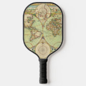 Antiek Wereldkaart #4 Pickleball Paddle (Voorkant)