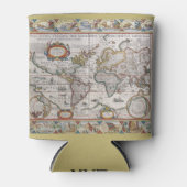 Antiek Wereldkaart aangepaste monogram koelbox Blikjeskoeler (Voorkant)