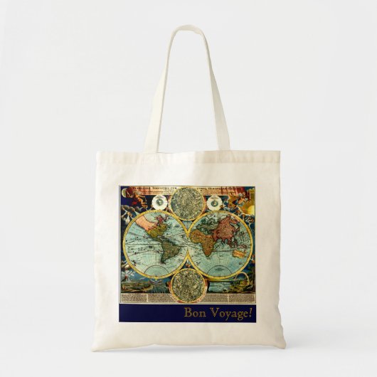 Antiek Wereldkaart Art Vacation AddUrText Gift Bag Tote Bag (Voorkant)