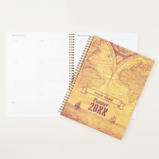 Antiek  Wereldkaart avonturier Planner (Display)