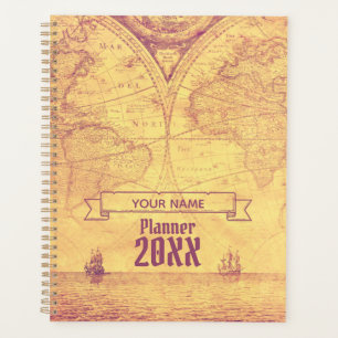 Antiek Wereldkaart avonturier Planner