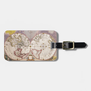 Antiek Wereldkaart Bagagelabel