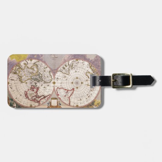 Antiek Wereldkaart Bagagelabel (Voorkant horizontaal)