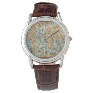  antiek wereldkaart bij nood horloge