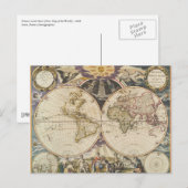 Antiek Wereldkaart, Briefkaart (Voorkant / Achterkant)