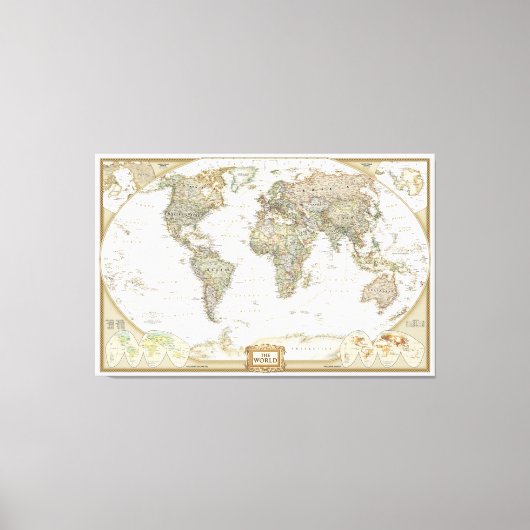Antiek Wereldkaart canvas wrap print (Voorkant)