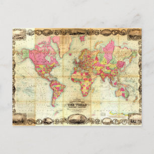 Antiek Wereldkaart cartografie Briefkaart