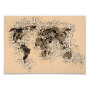 Antiek Wereldkaart Cartografie Travel Art Foto Afdruk