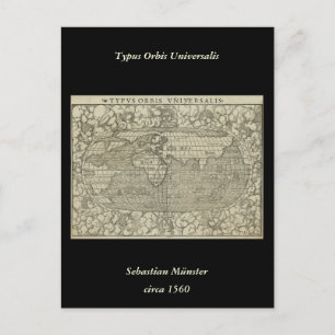 Antiek Wereldkaart door circa 1560 van Sebastian Briefkaart