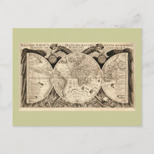 Antiek Wereldkaart door Philipp Eckebrecht - 1630 Briefkaart